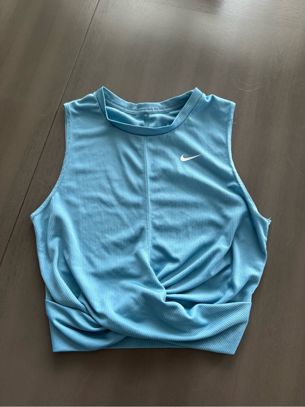 Nike Sky Blue Twist-Front Sleeveless Crop Tank